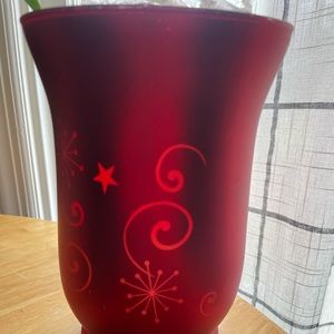 🕯️🎄🦌Alaura 8” Red & Gold Christmas Reindeer Hurricane Votive Holder